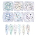 Miniatyrbild 1 av 4: Holografiska Nagelkonstpaljetter Glitterset 6 Ask 3D Naglar Glitter Metallisk Glimmande Flakes Akrylpulver Damm Paljetter För Nageldekor Holografi
