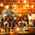 Miniatyrbild 3 av 5: 2,5 m Julgransgirlang med pärlor och LED-lampor, juldekoration för mantel, akryl-pärlor, varma LED-lampor, festlig belysning, batteridriven, inomhusgirlang