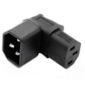 Miniatyrbild 5 av 5: IEC hane C14 till uppåt vinklad IEC hona C13 strömkabeladapter