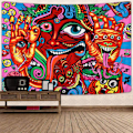 Miniatyrbild 3 av 5: Väggdekor Psykedelisk Arabesk Gobeläng Mystisk Hippie Gobeläng Abstrakt Retro Mönster Trippy Gobeläng Magisk Fantasy Fraktal Gobeläng För