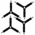 Miniatyrbild 1 av 5: Triangulär justerbar lakansspännare, fästrem för sängkläder, lakan, strykbrädesöverdrag, madrass, soffa (svart, 4-pack)
