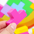 Miniatyrbild 4 av 5: Trä färgade stapelbara byggklossar barns pedagogiska leksaker Tetris pussel