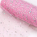 Miniatyrbild 3 av 5: Paljett tyll mesh rulle 6 tum X 10 yards DIY kläder tyg tillbehör (rosa + vit)