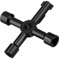 Miniatyrbillede 1 af 5: 4-vejs nøgle, 4 i 1 radiatornøgle, multifunktionel radiatorventilnøgle i zinklegering, åben skabnøgle, sort