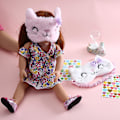 Miniatyrbild 5 av 5: 2 stycken mjuka plysch sovmasker söt tecknad katt kattunge ögonbindel sovmask ögonlock för kvinnor flickor barn hem flygplan resor vila fest presenter
