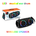 Miniatyrbild 4 av 5: 100W Hög Effekt Trådlös TWS Subwoofer Bärbar Vattentät Kort Högtalare RGB Färgrik Roterande Blinkande Ljus Bluetooth Högtalare (S, Grå)