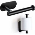 Miniatyrbillede 1 af 5: Toiletpapirholder, Premium No Drilling Holder, Rustfrit stål Vægmonteret køkken og badeværelse Toiletpapirholder, Sort