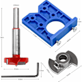 Miniatyrbild 2 av 5: Hinge Jig Borr Bits Set 35mm Justerbar Bit Positioner Hål Borr Positionering Skärare för Trä Möbler Dörrskåp Hinge Installation