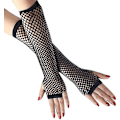 Miniatyrbillede 1 af 5: Fishnet Handsker, Sorte Fishnet Lange Handsker Fest Tilbehør Sort Nylon Fingerløse