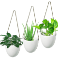 Miniatyrbild 1 av 3: Vägghängande keramisk plantering inomhus, väggplanter set med 3 blomkrukor-9