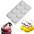 Miniatyrbillede 1 af 4: Silikone Kageform Til Bagning 8 Huller 3D Sten Rund Form Silikone Mousse Kage Pop Form, Non-Stick Slik Chokolade Gele Bageform Bakke, Konditori Ost