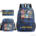 Miniatyrbild 3 av 5: Lankybox skolväska tecknad axelväska casual canvasväska student laptop Mochilas 3-delad set bildfärg 3