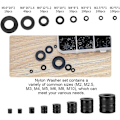Miniatyrbillede 2 af 5: 500 stk. sorte nylon flade skiver, runde isolerings flade skiver pakning afstandsholder pakning VVS sortimentssæt - M2/M2.5/M3/M4/M5/M6/M8/M10