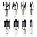 Miniatyrbild 2 av 5: 8 st 5/8in 1/2in 3/8in 1/4in Wood Plug Cutter Rak och konisk kloborrsats Set