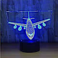 Miniatyrbillede 1 af 4: Flyvemaskine Natlampe 3d Illusion Lampe 7 Farve Skiftende Touch Control Med Usb Kabel Led Ta