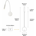 Miniatyrbillede 3 af 5: LED læselys 3W 3000K Varm hvid Sengelampe Justerbar Svanehals 400mm Væglampe med Afbryder til Seng Bøger Soveværelse Stue Hvid