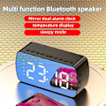Miniatyrbild 3 av 4: LED-spegel Digital väckarklocka Big Time Display Bord Väckarklocka Trådlös högtalare Subwoofer Musikspelare Bluetooth stöd (svart)