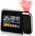 Projektionsväckarklocka - LED-projektionsväckarklocka med USB-laddning, LCD-display, temperatur och hygrometer
