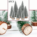 Miniatyrbild 2 av 5: 8 st. 3 storlek mini julgran falsk miniatyr gran grön mini julgran liten jul dekoration figuriner 10/15/20 Cm