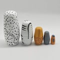 Miniatyrbild 4 av 5: 5-pack djurhäckande dockor, 5 lager matryoshka-dockor i trä Söta tecknade djurmönster