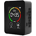 Miniatyrbild 1 av 5: 3 i 1 koldioxiddetektor CO2-detektor termohygrometer intelligent luftkvalitetsanalysator hushålls digital luftföroreningsmätare - svart