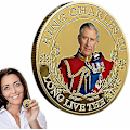 Miniatyrbild 3 av 4: King Charles Coronation Coin, King Charles Iii minnesmynt, brittisk King Stereo Präglat färgtryck, SamlarmyntFärgt guld