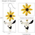 Miniatyrbilde 3 av 5: Våren Sommer Gul Solsikke Leopard Ku Polymer Leire Ku Skinn Dropp Dangle Ørepynt For Kvinner Jenter Søte Blomster Strand Vestlig Statement Chee