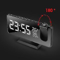Miniatyrbild 5 av 5: 180 rotationsprojektionsväckarklocka 4 projektionsljusstyrkor med automatisk dimmer Snooze Dubbla larm Yo