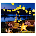 Miniatyrbillede 4 af 5: Lampion Led Lys Girlande Deko Lampe - Hvid Kraft Papir Lanterne - Total Længde 1,5 Meter | 10 Led Hvide Kugler | Leveres Med Stik Til Tilslutning Til