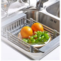 Miniatyrbild 5 av 5: Expanderbar diskställ, diskbänk avloppsrör, rostfritt stål diskbänk ställ teleskopisk frukt och grönsaker frukt och grönsaker (grå)