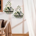 Miniatyrbild 5 av 5: Simulerad Grön Växt Led Ljus Trä Vägghängande, Makrame Hylla För Sovrum Vardagsrum Kök