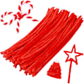 Miniatyrbilde 1 av 5: Pipelensere, røde Håndverkspipelensere Chenille Stem, pipelensere i bulk, Kunstpipelensere for kreativ juledekorasjon (rød, 100 stk)