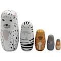 Miniatyrbild 1 av 5: 5-pack djurhäckande dockor, 5 lager matryoshka-dockor i trä Söta tecknade djurmönster