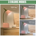 Miniatyrbillede 3 af 5: LED-skrivebordslampe til børn, USB-genopladelig blomsterfugle-bordlampe, læselampe med justerbart lys og berøringssensor, soveværelsesdekoration (lyserød)
