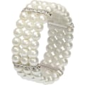 Miniatyrbild 1 av 5: Dam 3 rader konstgjord pärla accent off white stretch armband smycken