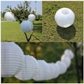 Miniatyrbillede 5 af 5: 12 stk Papir Lanterne Lampskærm Lampion Hvid Bold Form til Bryllup Kirke Havefest Dekoration (Hvid)