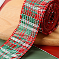Miniatyrbild 3 av 5: Lilyrose 3 rullar julrutig rutig band, 6 m varje rulle polyester vävd kant gingham band för julpyssel, presentinslagning（Stil 1）