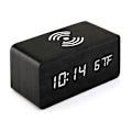 Miniatyrbild 1 av 5: Digital väckarklocka FM-radio, 10 W snabb trådlös laddningsstation för iPhone/Samsung Galaxy, USB-laddningsport, väckningsljud, sovrumssömntimer, trä L