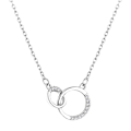 Miniatyrbild 1 av 5: Diamant Geometriskt dubbelcirkelhalsband Mode Enkelt ihålig nyckelbenskedja TemperamenthängeSilver