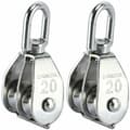 2-pack 304 rostfritt stål dubbla rullblock med dubbla rullsvängkrokar (M20)