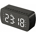 Miniatyrbild 1 av 4: LED-spegel Digital väckarklocka Big Time Display Bord Väckarklocka Trådlös högtalare Subwoofer Musikspelare Bluetooth stöd (svart)