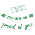 Miniatyrbillede 4 af 4: Vi Er Så Stolte Af Dig Banner Grøn Glitter - Ingen DIY - Klasse Af 2022 Graduation Banner Til Gymnasium College - Tillykke Grad 2022 Graduation Party D