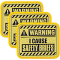 Miniatyrbillede 1 af 5: 3 stk. Advarselsplaster I Cause Safety Briefs Broderet Taktisk Patch Sjov Militær Patch Applikationer Med Hæk-og-løkke-Bagside Til Kasketter Tasker Vest