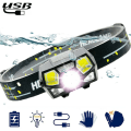 Pikkukuva 1 / 4: LED-otsalamppu, LED-ajovalaisin, LED-taskulamppu otsalamppu, USB-ladattava superkirkas otsalamppu