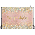 Pikkukuva 4 / 5: Hyvää syntymäpäivää Taustakangas Timantit Kiiltävät Bokeh Vaaleanpunainen Ja Kulta Piste Glitter Sparkle Valokuvaustaustaksi Tyttöjen Juhliin Koristeluun (110cm*180cm)