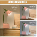 Miniatyrbillede 3 af 5: LED-bordslampe til børn, USB-genopladelig Flower Bird-bordlampe, læselampe med justerbar lys- og berøringssensor, soveværelsesdekorationslampe (pink)
