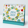 Miniatyrbillede 1 af 5: Januar 2024-juni 2025, Forårsblomster i engelsk kreativ simpel skrivebords kalender 18 måneder 365 dage nedtælling månedlig planlægning krønike kalender