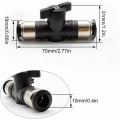Miniatyrbillede 3 af 5: 10mm pneumatisk kugleventil, indre diameter luftstrømsregulator, sort plastlegering ventil hurtigkobling, til pneumatiske værktøjer