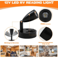 Miniatyrbillede 4 af 5: 2 stk. LED-læselamper, 12V justerbar afbryder væglampe sengelampe indvendig lys autocamper 6000K hvid til autocamper