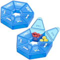 Miniatyrbild 1 av 5: Veckovis pillerorganisatör, 2 stycken bärbar pillerbox pillerbox blå